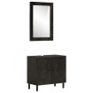 Conjunto de armarios de baño 2 piezas madera maciza de mango