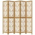 Biombo separador de 5 paneles madera maciza paulownia
