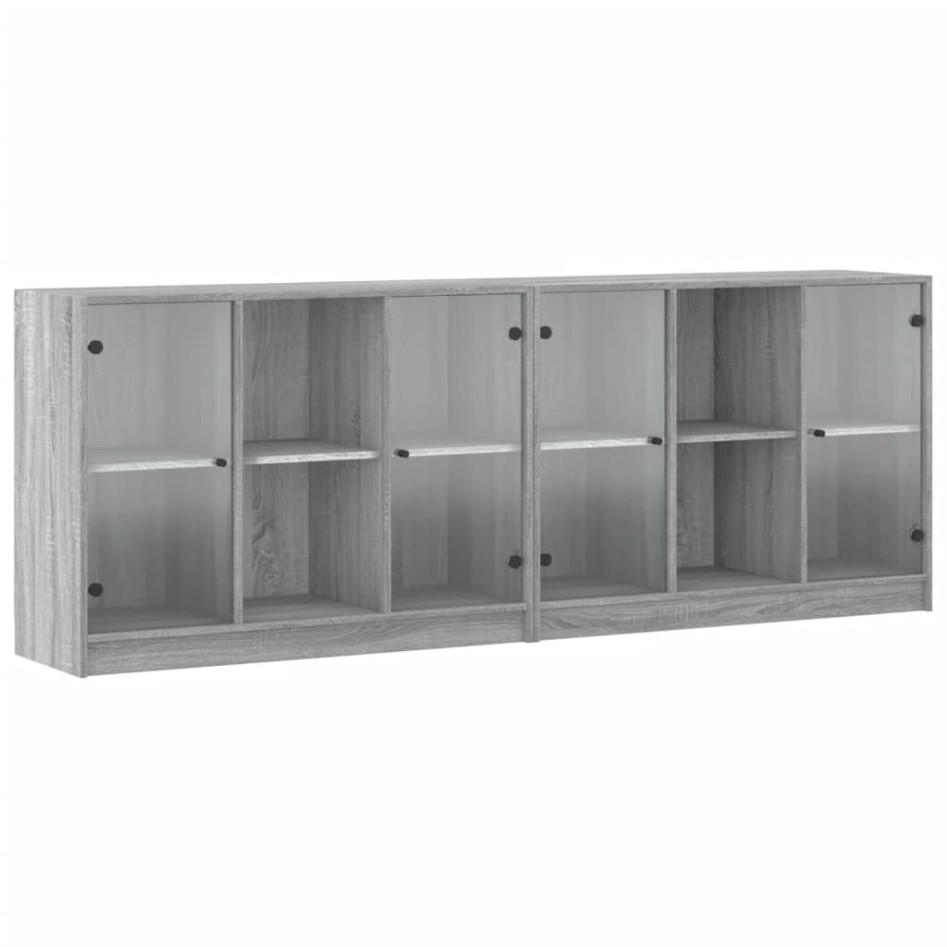 Estantería con puertas madera gris Sonoma 204x37x75