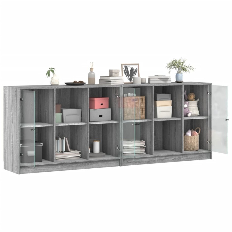 Estantería con puertas madera gris Sonoma 204x37x75