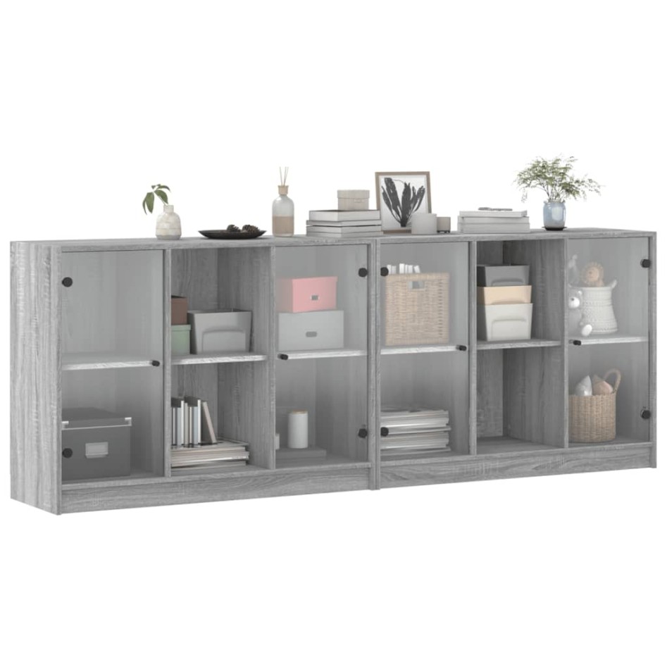 Estantería con puertas madera gris Sonoma 204x37x75