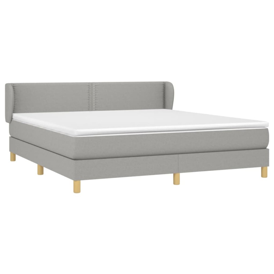 Cama box spring con colchón tela gris claro 180x200