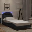 Estructura cama con luces LED cuero sintético negro 80x200 cm