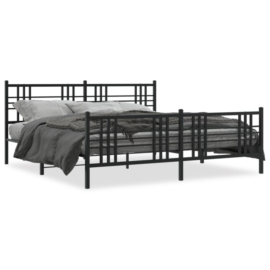 Estructura cama sin colchón con estribo metal negro 183x213