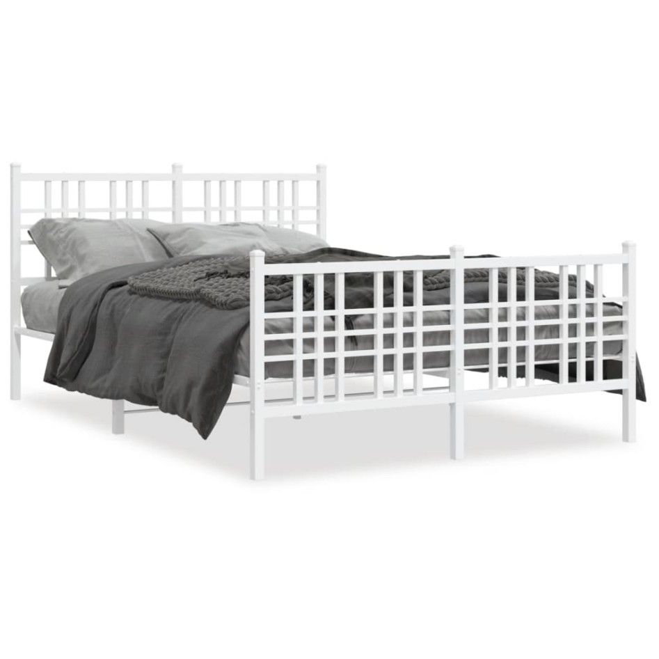 Estructura cama sin colchón con estribo metal blanco 140x190
