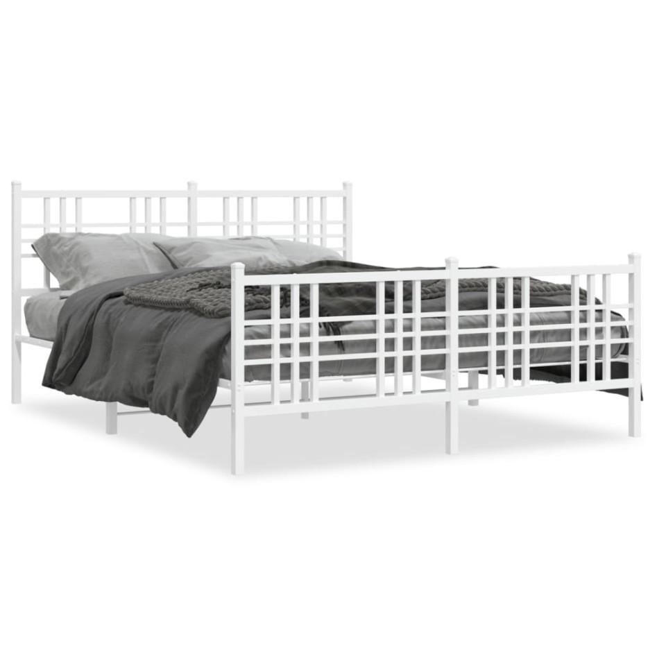 Estructura cama sin colchón con estribo metal blanco 150x200