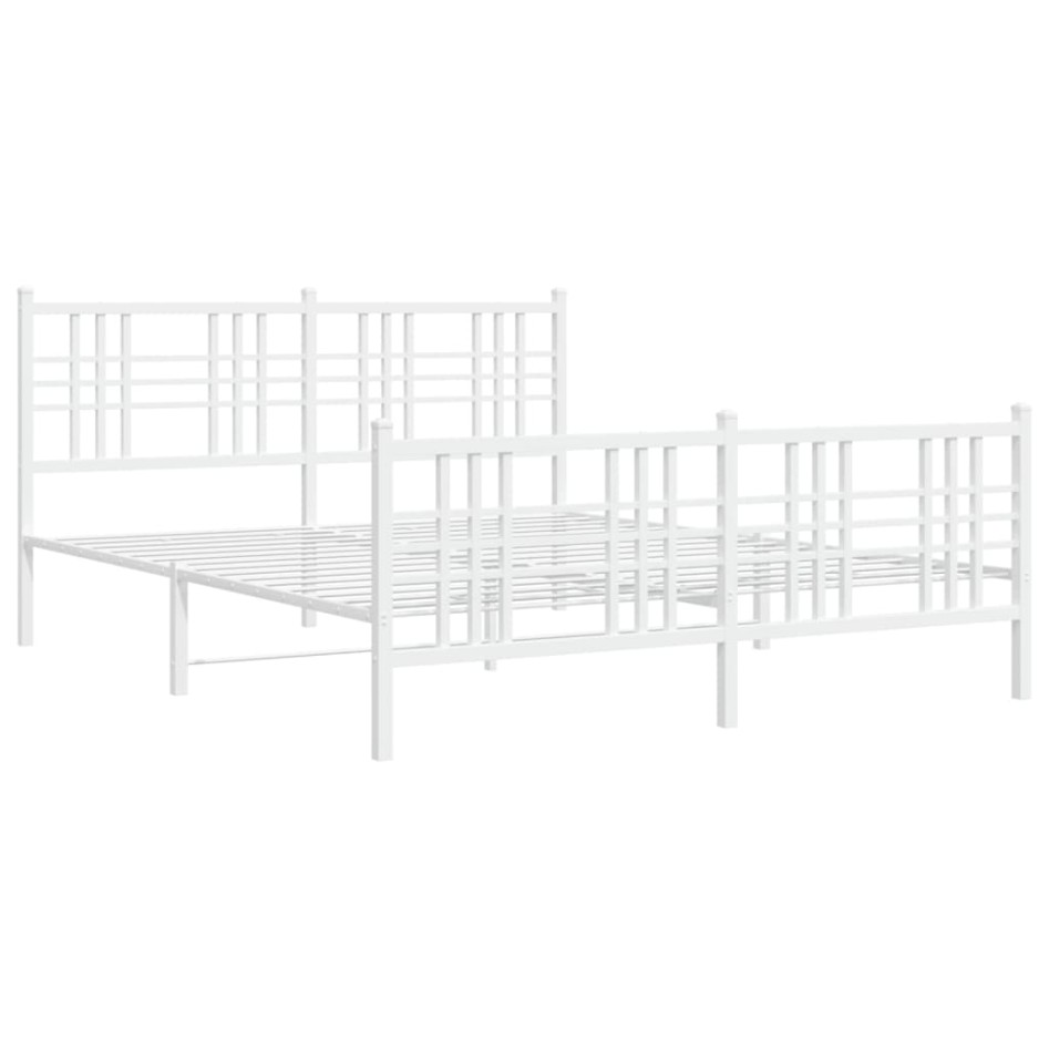 Estructura cama sin colchón con estribo metal blanco 150x200