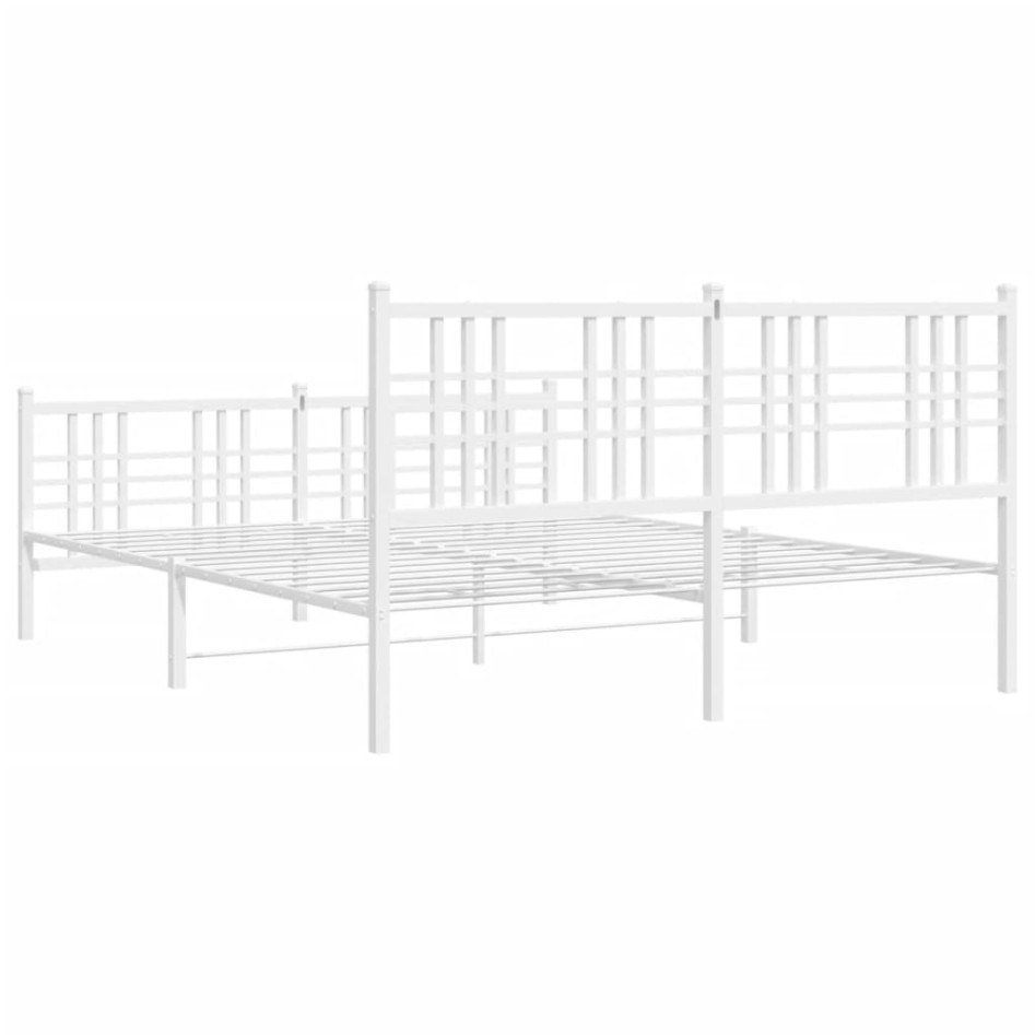 Estructura cama sin colchón con estribo metal blanco 150x200