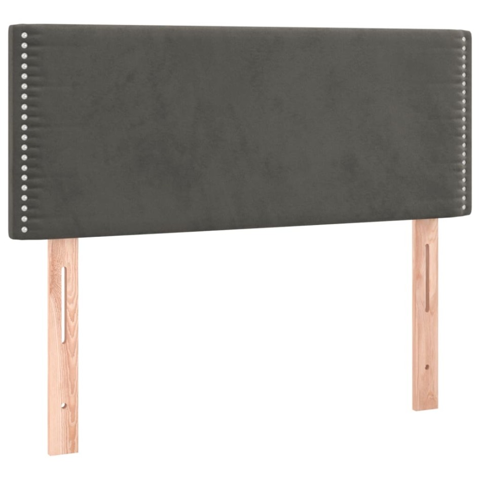 Cama box spring con colchón terciopelo gris oscuro 120x190