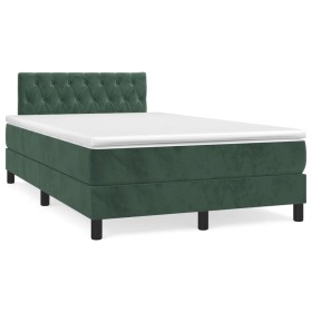 Cama box spring con colchón terciopelo verde oscuro 120x190