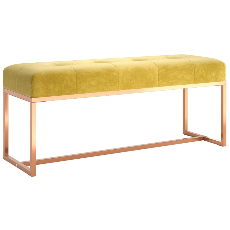 Banco de terciopelo amarillo mostaza 110x36x45