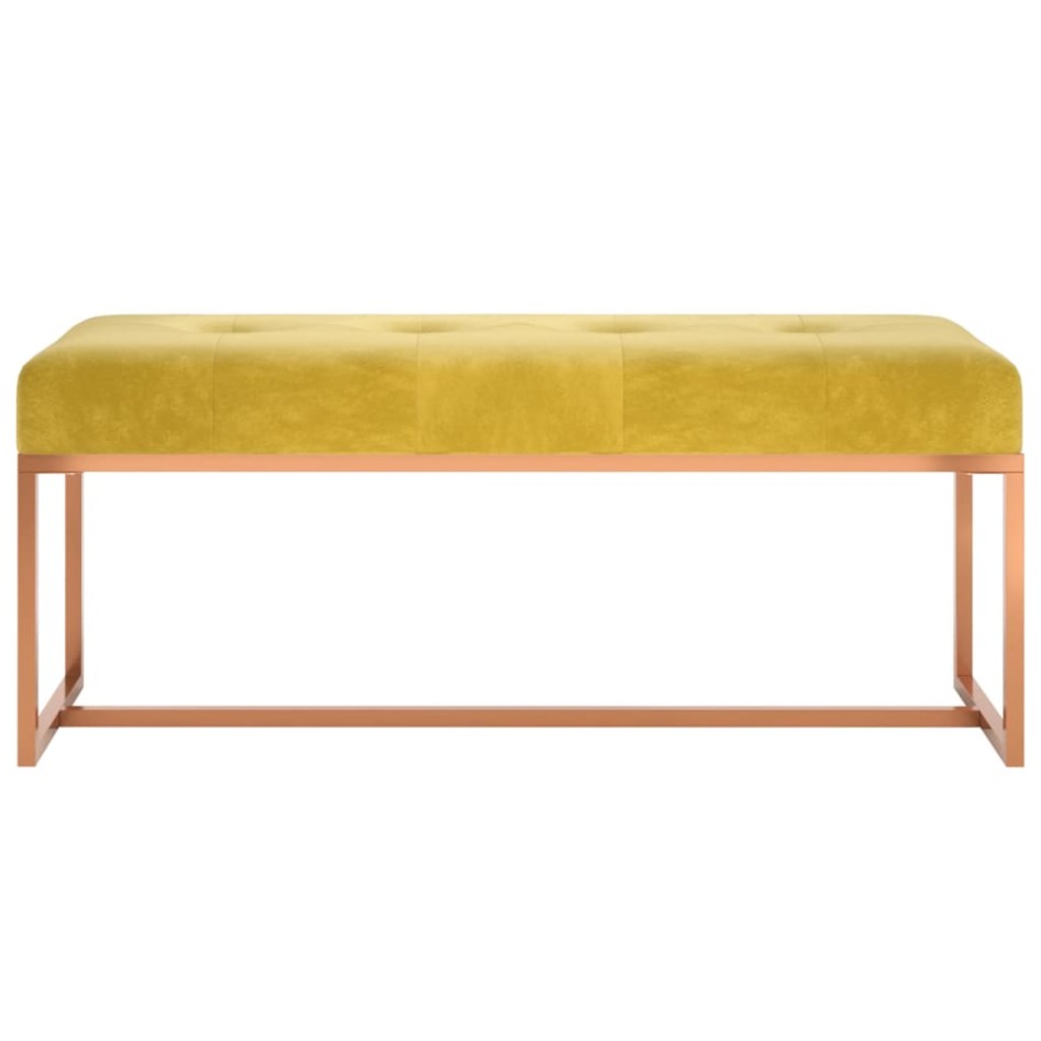 Banco de terciopelo amarillo mostaza 110x36x45