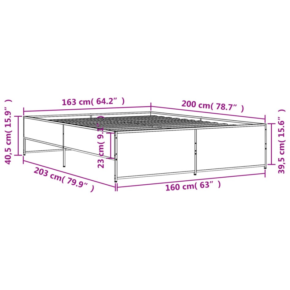 Estructura cama madera ingeniería metal roble ahumado