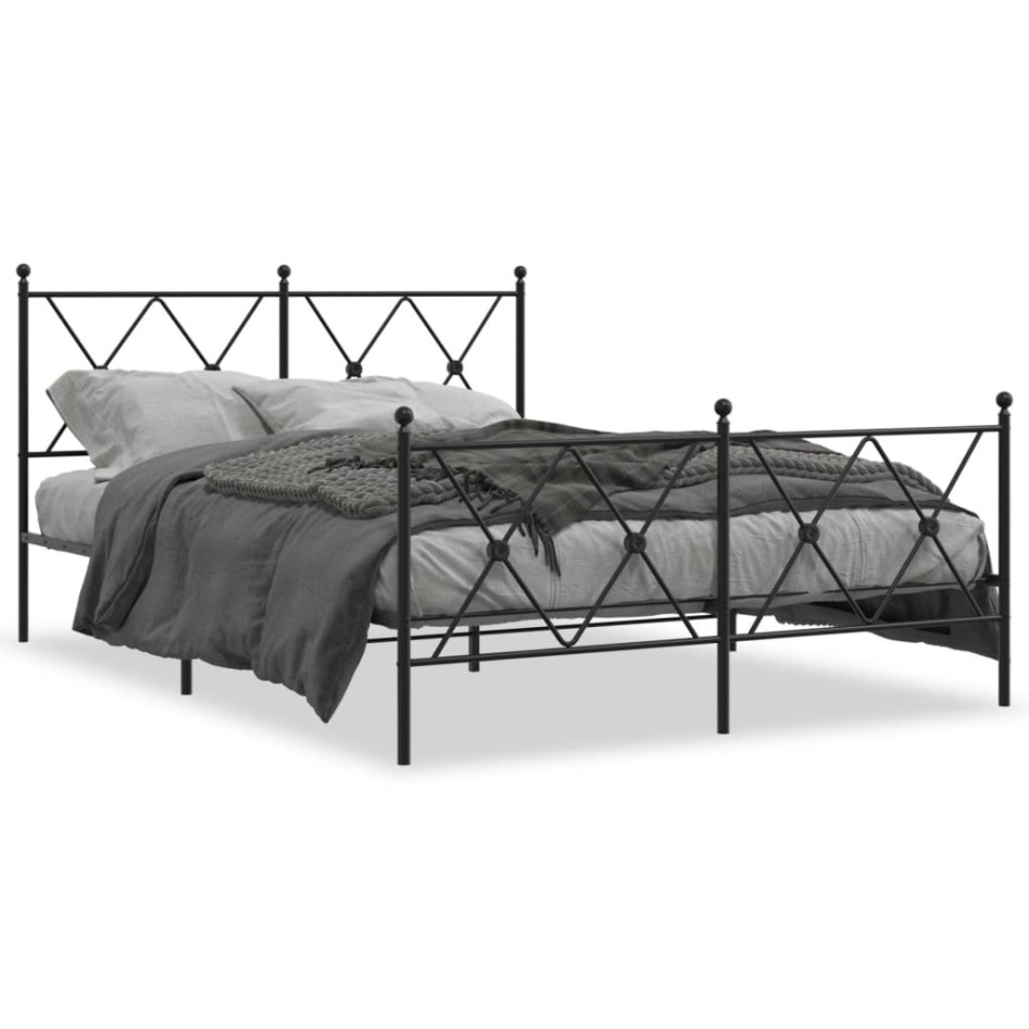 Estructura cama sin colchón con estribo metal negro 137x190