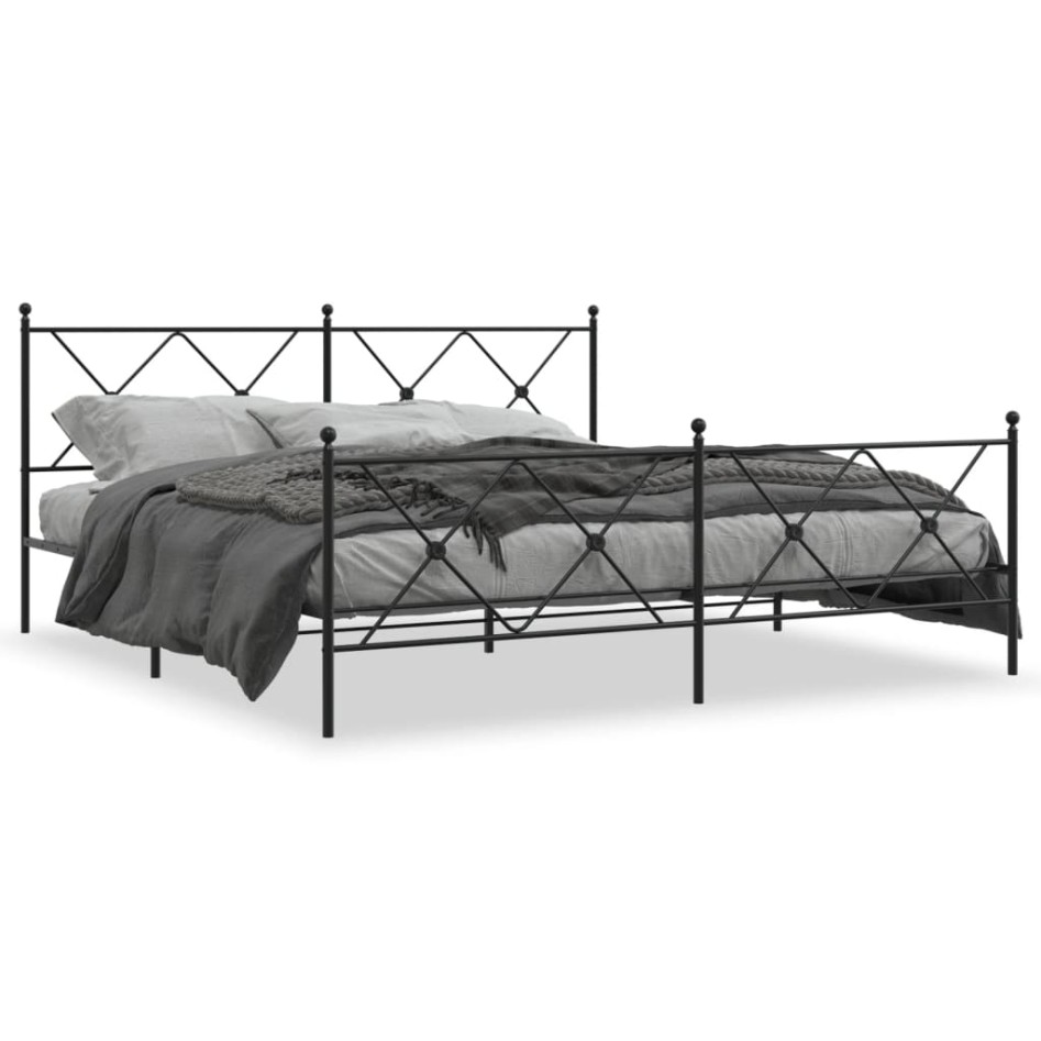 Estructura cama sin colchón con estribo metal negro 183x213
