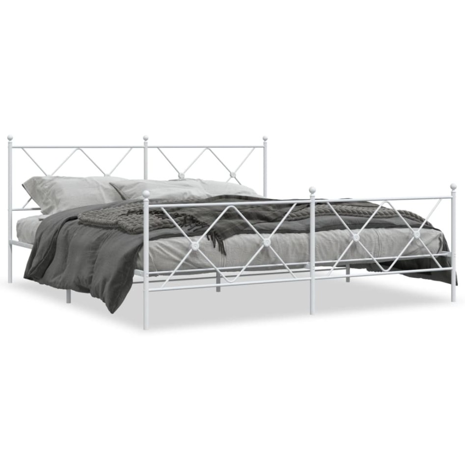 Estructura cama sin colchón con estribo metal blanco 180x200