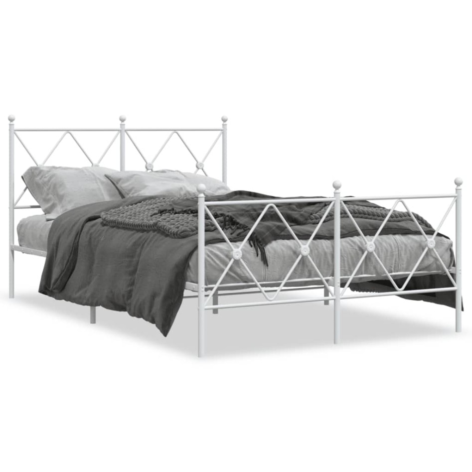 Estructura cama sin colchón con estribo metal blanco 120x200