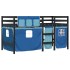 Cama alta para niños con cortinas madera pino azul 80x200