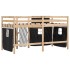 Cama alta niños con cortinas madera pino blanco negro 90x200