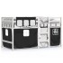Cama alta niños con cortinas madera pino blanco negro 90x190