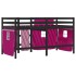 Cama alta para niños con cortinas madera pino rosa 90x190