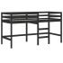 Cama alta para niños con cortinas madera pino rosa 90x190