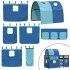 Cama alta para niños con túnel madera pino azul 90x190