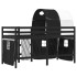 Cama alta niños con túnel madera pino blanco negro 80x200