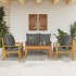 Juego de muebles jardín 5 pzas con cojines madera maciza