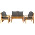 Juego de muebles jardín 5 pzas con cojines madera maciza