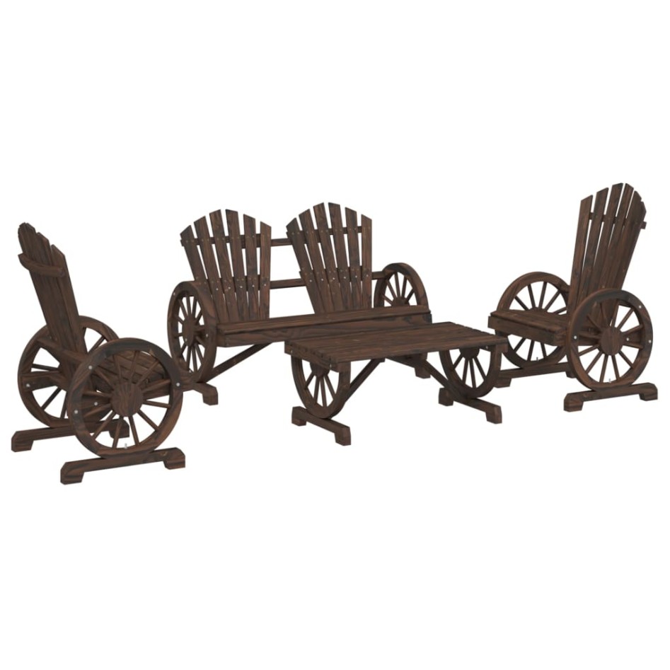 Juego de muebles de jardín 4 piezas madera maciza de