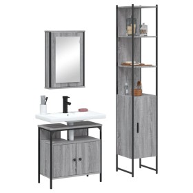 Set de muebles de baño 3 pzas madera contrachapada gris