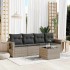 Set de sofás jardín y cojines 5 pzas ratán sintético gris