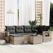 Set de sofás de jardín 7 pzas con cojines ratán PE gris claro