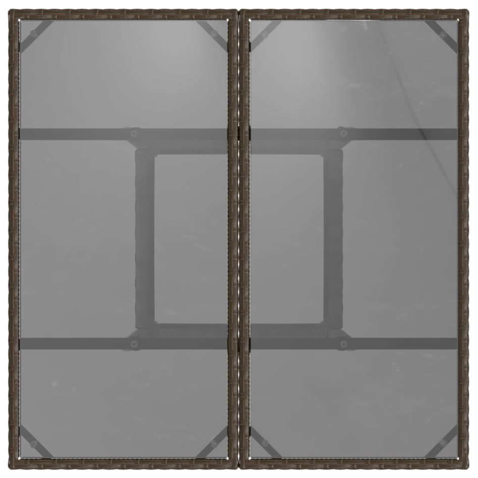 Mesa de jardín superficie de vidrio ratán PE marrón 80x80x75