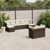 Set de sofás de jardín 9 pzas y cojines ratán sintético marrón