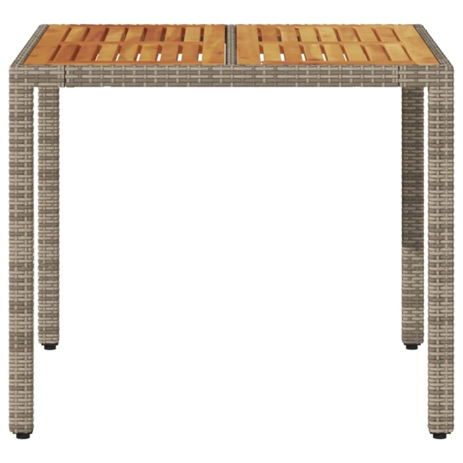 Mesa de jardín superficie madera acacia ratán gris 90x90x75