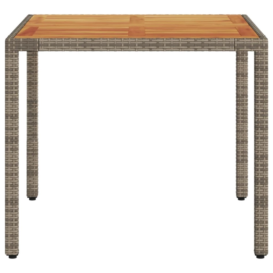 Mesa de jardín superficie madera acacia ratán gris 90x90x75