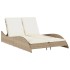 Tumbona con cojines ratán sintético beige 114x205x73