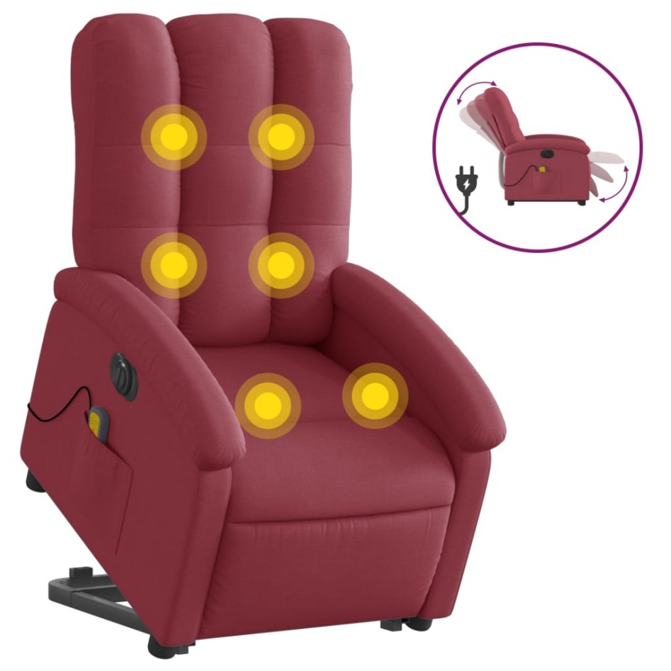 Sillón de masaje elevable eléctrico tela rojo