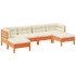 Set de sofás jardín 6 pzas con cojines madera pino marrón