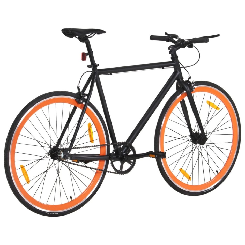 Bicicleta de piñón fijo negro y naranja 700c 55