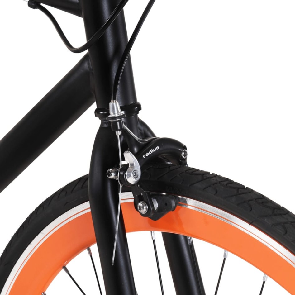 Bicicleta de piñón fijo negro y naranja 700c 55