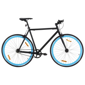Bicicleta de piñón fijo negro y azul 700c 51