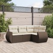 Set de sofás de jardín 4 pzas y cojines ratán sintético marrón