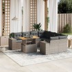 Set de muebles de jardín 9 pzas y cojines ratán sintético gris