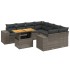 Set de muebles de jardín 9 pzas y cojines ratán sintético