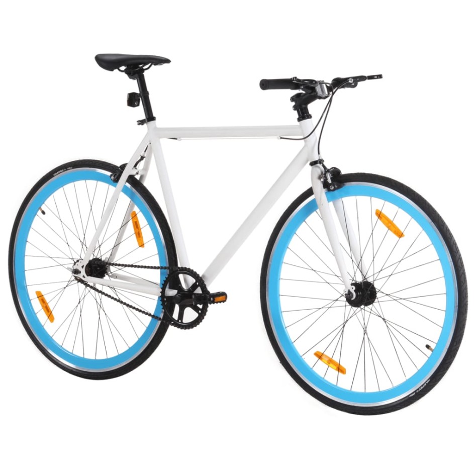 Bicicleta de piñón fijo blanco y azul 700c 51
