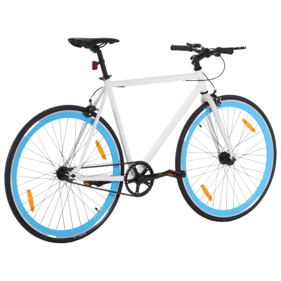 Bicicleta de piñón fijo blanco y azul 700c 51