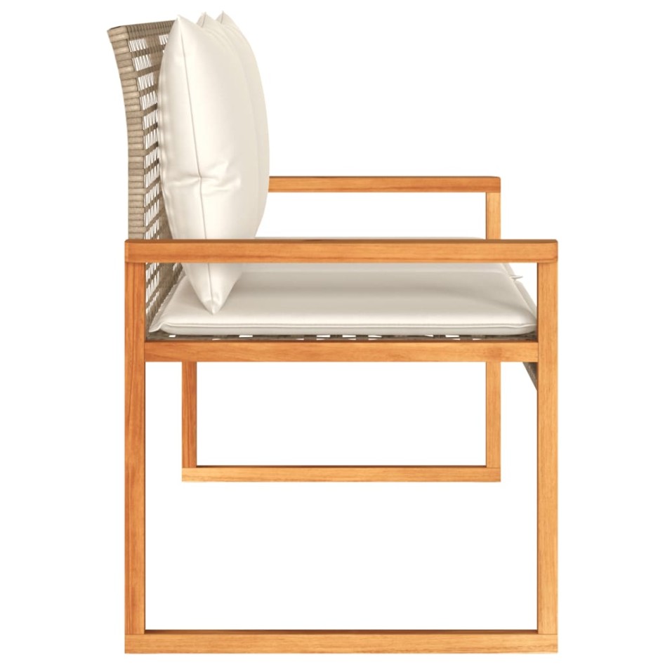 Banco de jardín con cojín beige mezcla ratán sintético